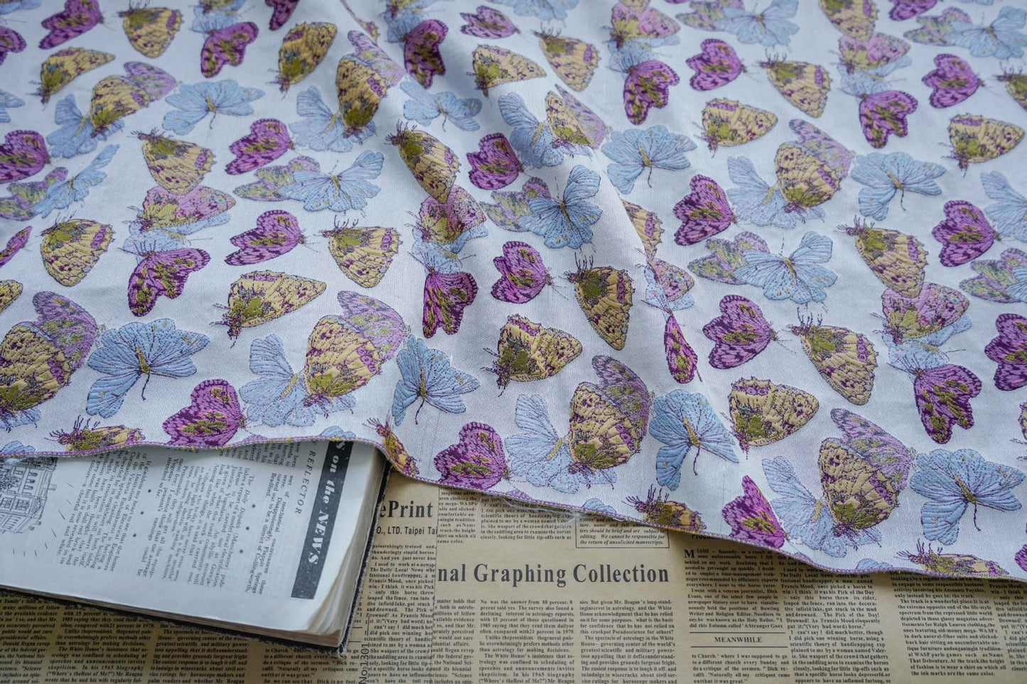 Butterfly Jacquard Woven Fabric: Embossed Upholstery, Costume, Quilting (65"W)