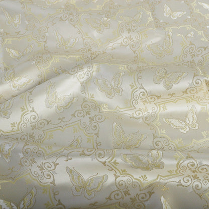 Butterfly Linen Fabric: Dunhuang Fresco Style, 59"W, Upholstery & Sewing