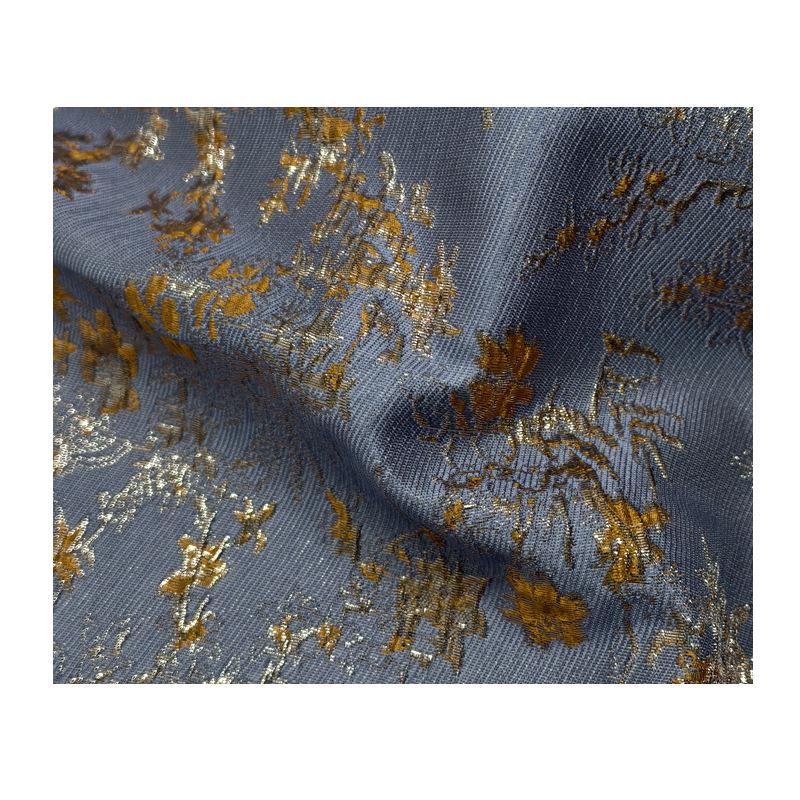 Burnt Orange Gold Thread Jacquard Fabric: 52" Wide Cotton Blend