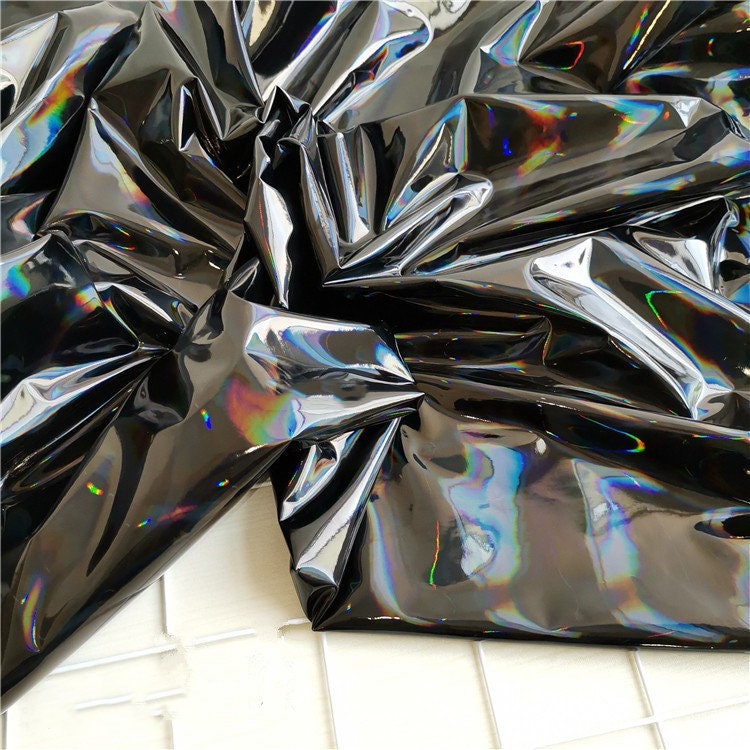 Space Silver PU Leather Fabric: Shiny Metallic Designer Material, 59" Wide