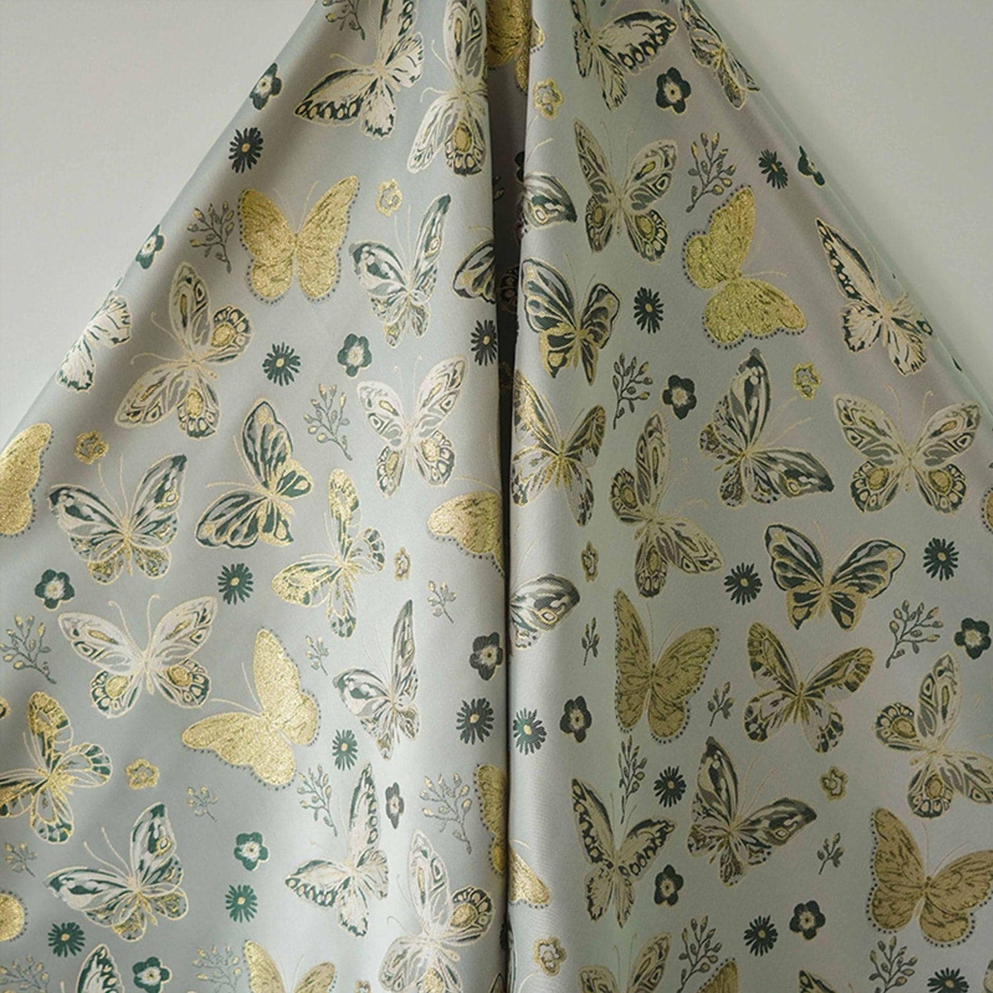 Gold Thread Butterfly Jacquard Fabric: Beige Costume & Upholstery Fabric