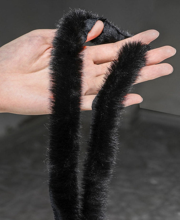 Faux Rabbit Fur Fabric Trim: 5.5cm Wide, DIY Crafts by the Yard