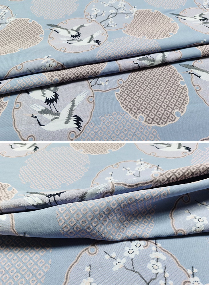 Crane & Plum Blossom Jacquard Fabric: Cheongsam Qipao Sewing Material