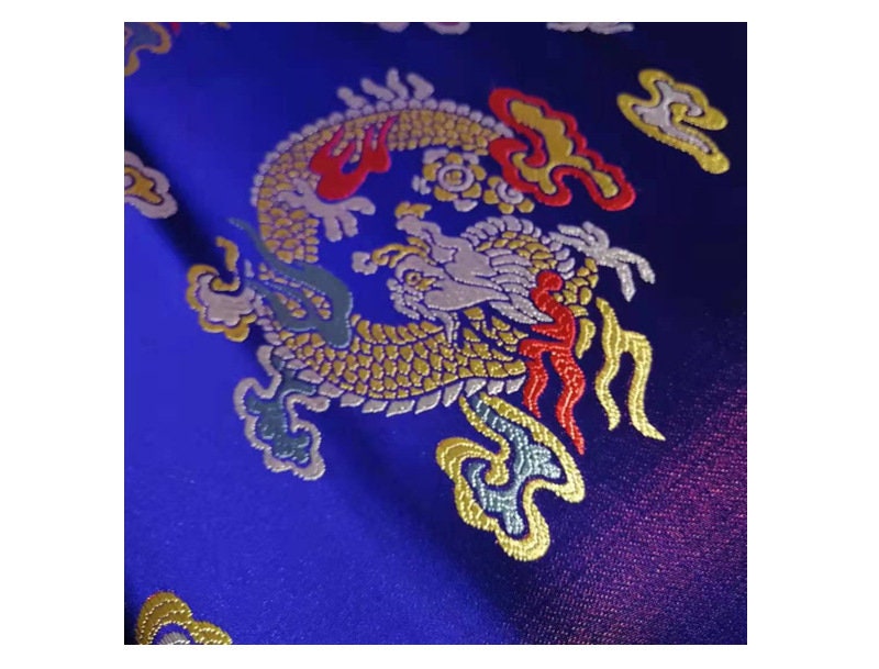 Dragon Brocade Fabric: Multicolor Chinese Rayon, 29.5" Wide