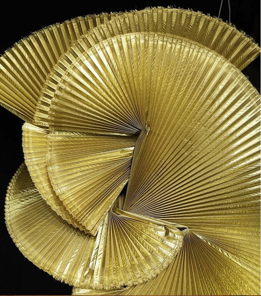 Metallic Gold Pleated Fabric: 62" Wide Stiff Polyester