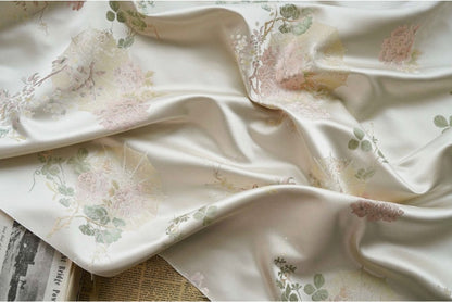 Floral Silk Brocade Fabric: 63"W Rayon Blend, Upholstery, Costume - By The Meter