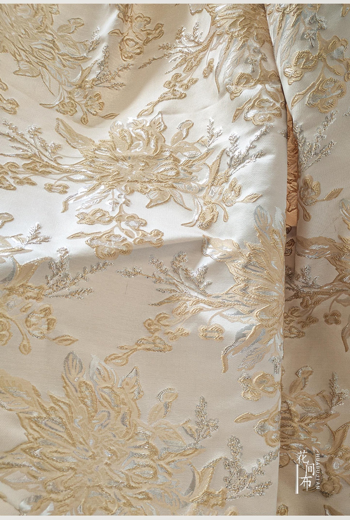 Tissu jacquard à motif pivoine abstraite : ameublement gaufré, rideaux, couture (largeur : 55 pouces)