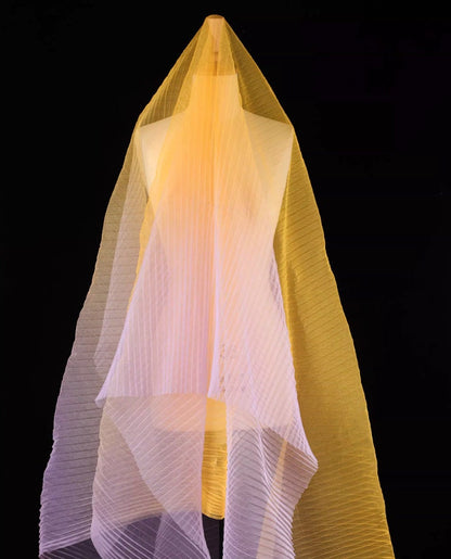 Pleated Gradient Organza Fabric, Stiff Texture, 55" Wide
