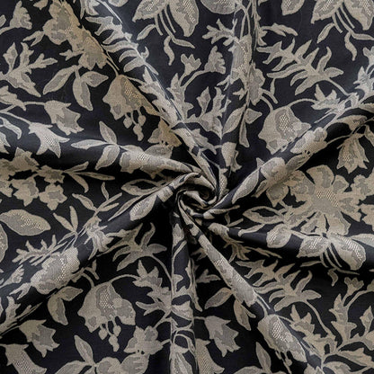 Black Floral Jacquard Fabric: Luxury Woven Dress Material (55" Wide)