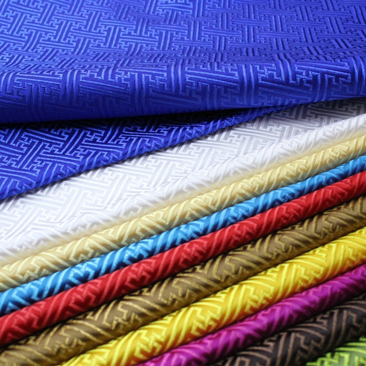 Chinese Brocade Fabric: Fret Pattern Silk Rayon Blend (29.5" Wide)