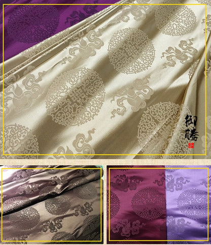 Jacquard Mulberry Silk Damask Fabric: Hand Woven Upholstery, Costume, Decor (29.5"W)