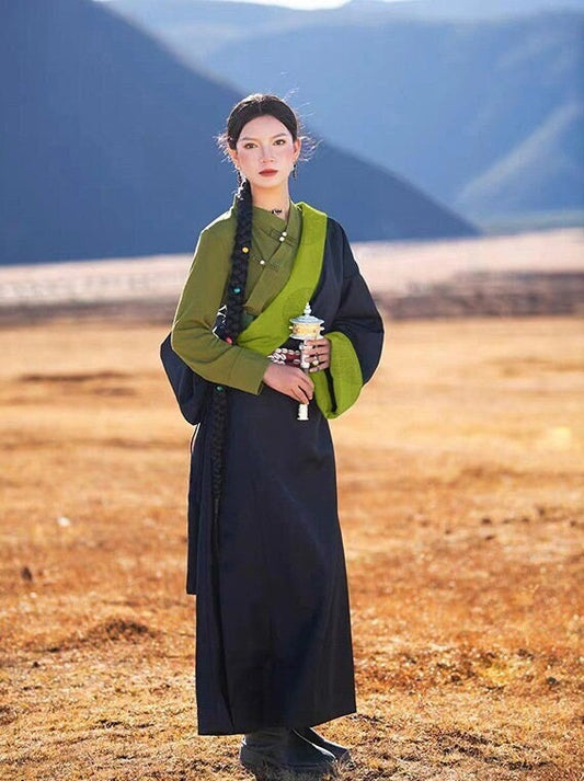 Mongolian Brocade Gown: Chinese Tibetan Style Rayon Fabric