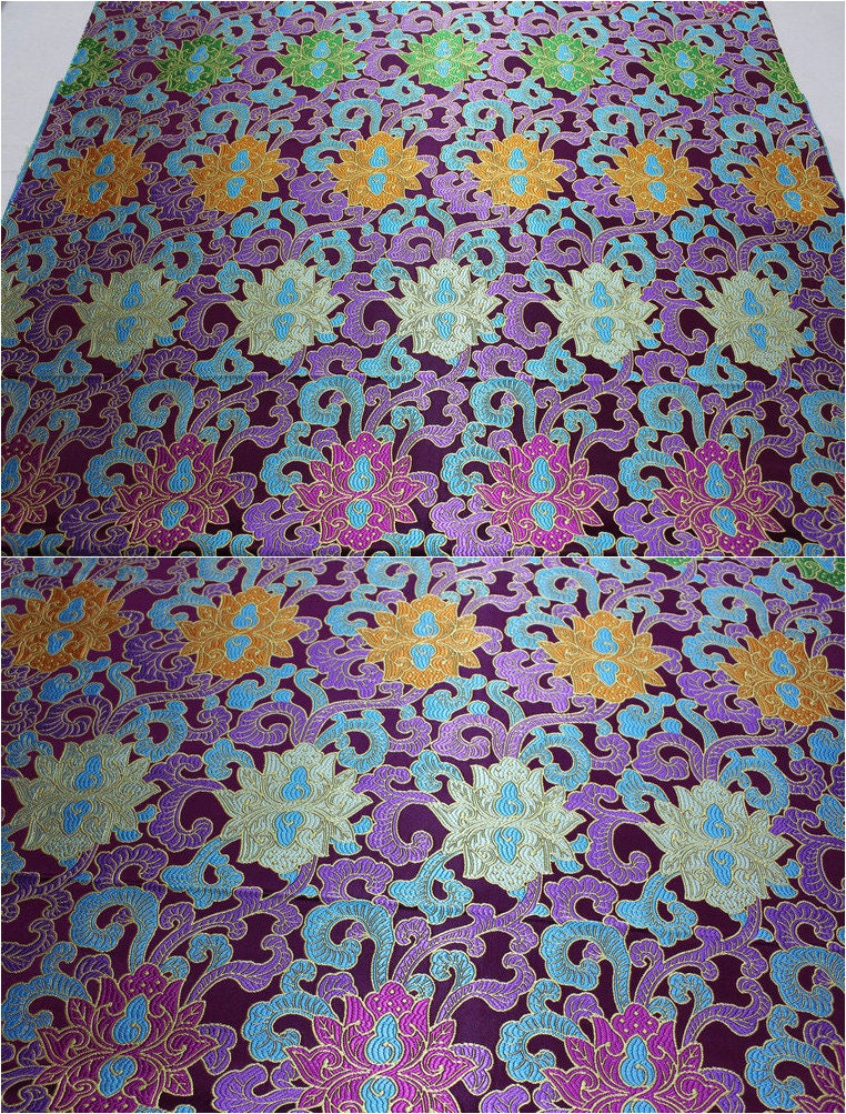 Lotus Brocade Fabric: Chinese Qipao Sewing & Upholstery (29.5" Wide)