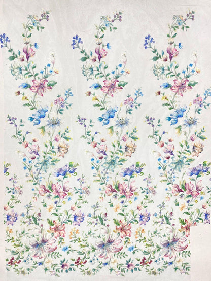 Embroidered Floral Fabric, Beads & Sequins, Cheongsam Dress Material