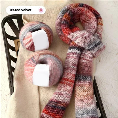 Rainbow Mohair Silk Yarn: Hand-Dyed Lace Knitting Wool