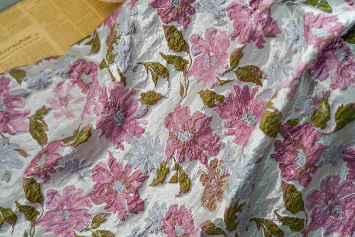 Floral 3D Jacquard Fabric: Retro Upholstery, Costume, Decor - 58"W