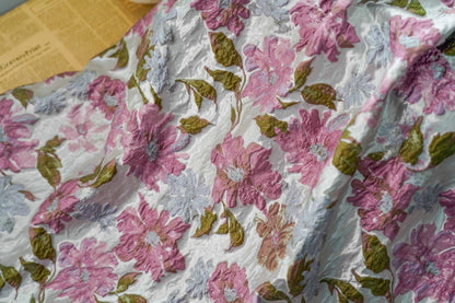 Floral 3D Jacquard Fabric: Retro Upholstery, Costume, Decor - 58"W