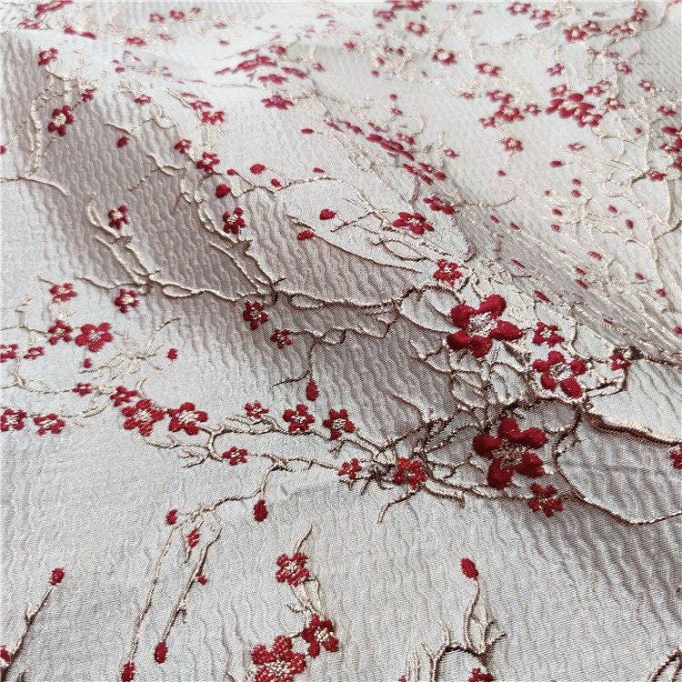 Gold Thread Jacquard Fabric: 3D Summer Leaves Upholstery, Prom Dress Sewing Fabric