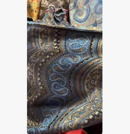 Damask Paisley Cheongsam Fabric: Golden Brown Upholstery Material