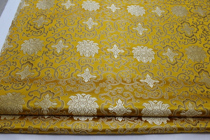 Chinese Medallion Brocade Fabric: 35" Wide, Silk Blend