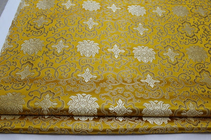 Chinese Medallion Brocade Fabric: 35" Wide, Silk Blend