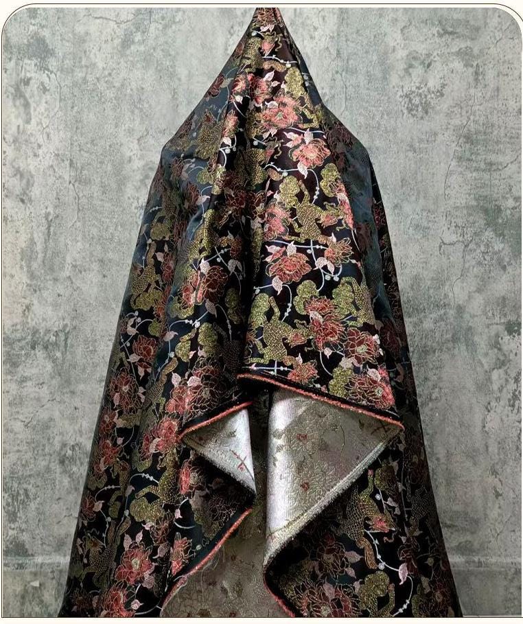Kirin Peony Brocade Fabric | Chinese Style Jacquard, 56"W