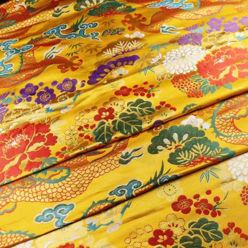 Dragon Jacquard Satin Fabric: Silk Rayon Brocade, Costume Decor - Poppylollipop