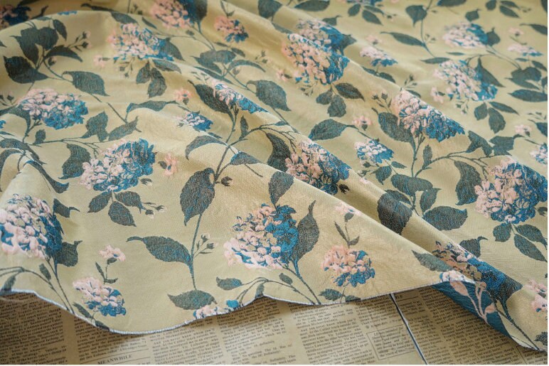 Floral Jacquard Fabric: Retro 3D Designer Material, 61" Wide