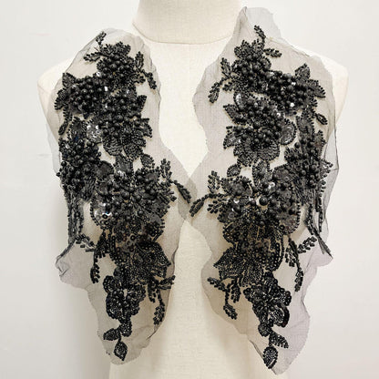 Embroidered Sequin Lace Trim: Light Ivory Bridal Wedding Veil Fabric - By The Yard