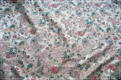 Beige Floral Jacquard Fabric: Reversible Embossed Woven Material, 62"W
