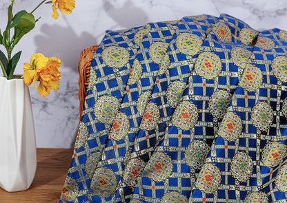 Tissu brocart jacquard Nishijin : mélange de soie pour kimono japonais (largeur : 150 cm)