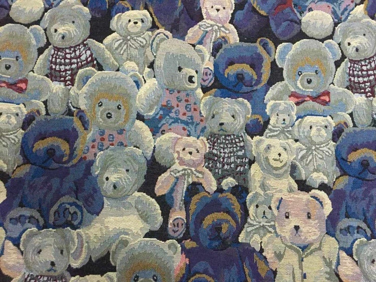 Blue Bear Jacquard Fabric: Polyester Upholstery, Costume & Sewing Fabric (59"W)