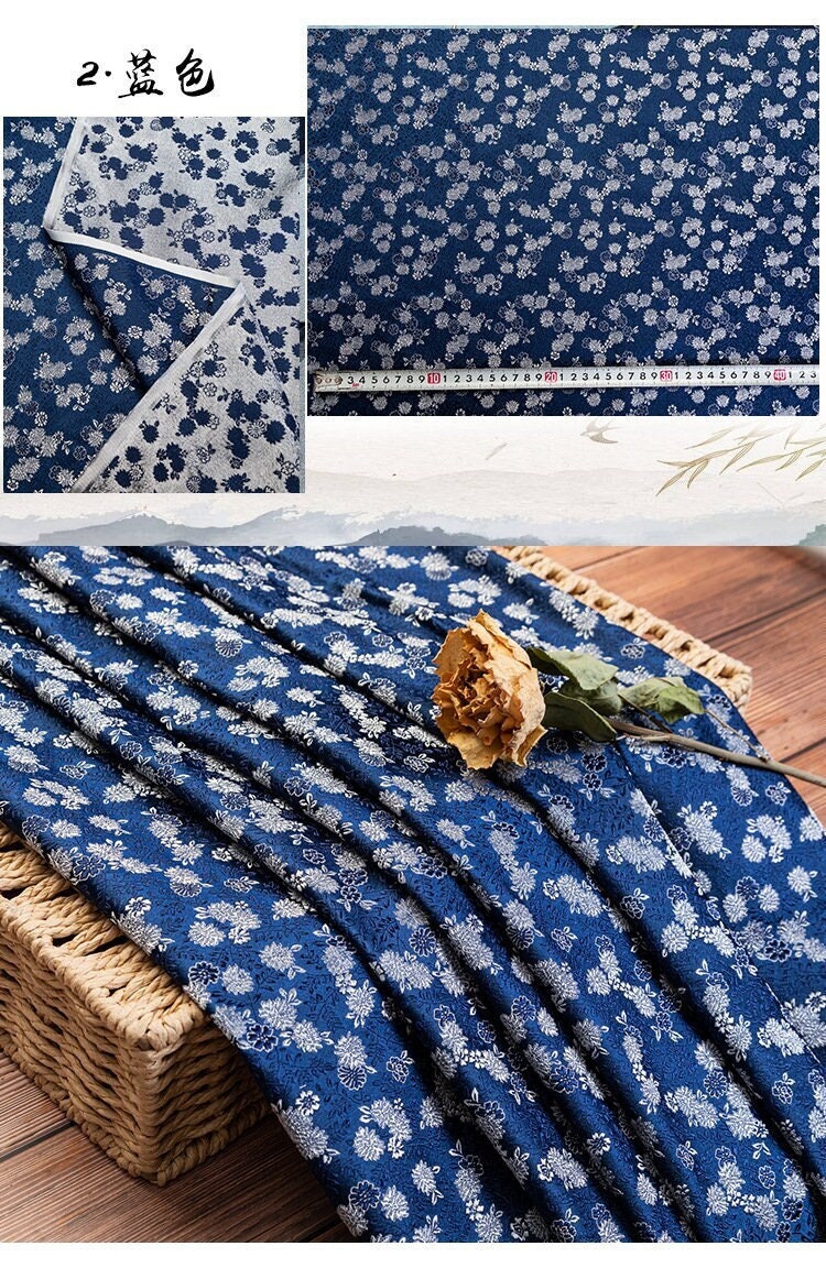Tissu brocart de soie : motif pivoine, tissu de mariage chinois (vendu au mètre)