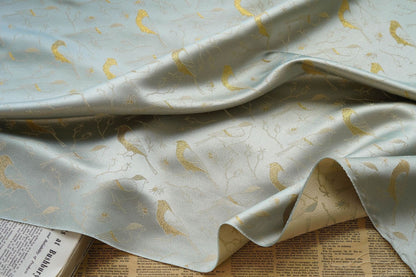Birds Jacquard Satin Fabric: Brocade Sewing Material, 59"W