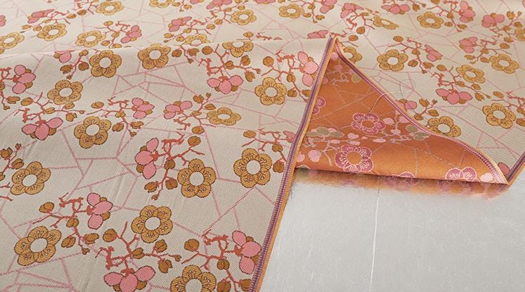 Plum Blossom Silk Brocade Fabric: Gold Cheongsam Qipao Material