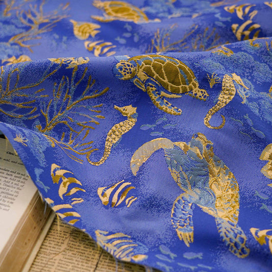 Underwater World Jacquard Fabric: 3D Designer Upholstery, Costume, Decor (55"W)