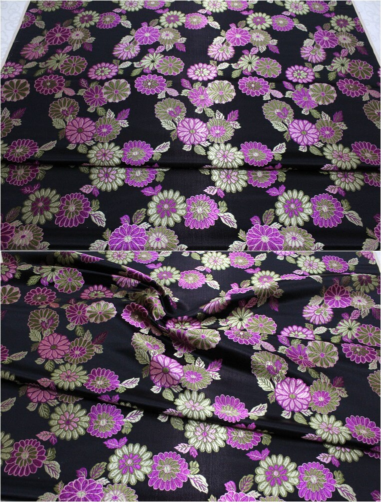 Chrysanthemum Brocade Fabric: 29.5" Wide Satin Silk Cheongsam Upholstery