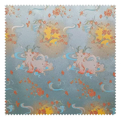 Color���Woven Jacquard Brocade Fabric with Gold Thread ��� Auspicious White & Multicolor" Wide