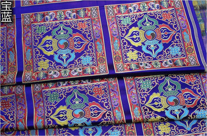 Tissu brocart tibétain vintage : textile bouddhiste, satin de soie (29 pouces de large)