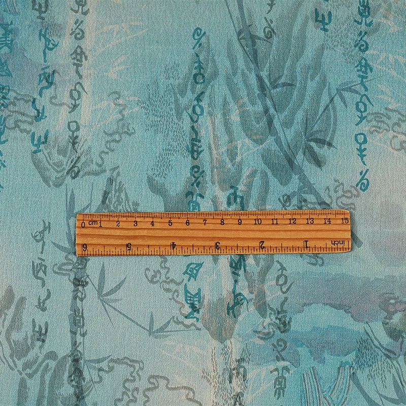 Calligraphy Floral Polyester Spandex Fabric: Silken Flow, 59" Wide