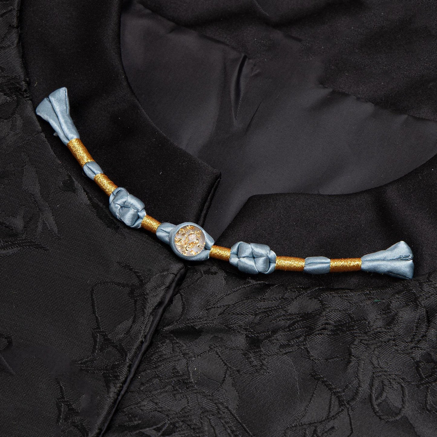 Handmade Cheongsam Satin Knot Buttons: Gold Foil Beads, Retro Ethnic Style