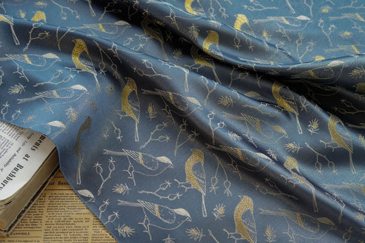 Birds Jacquard Satin Fabric: Brocade Sewing Material, 59"W