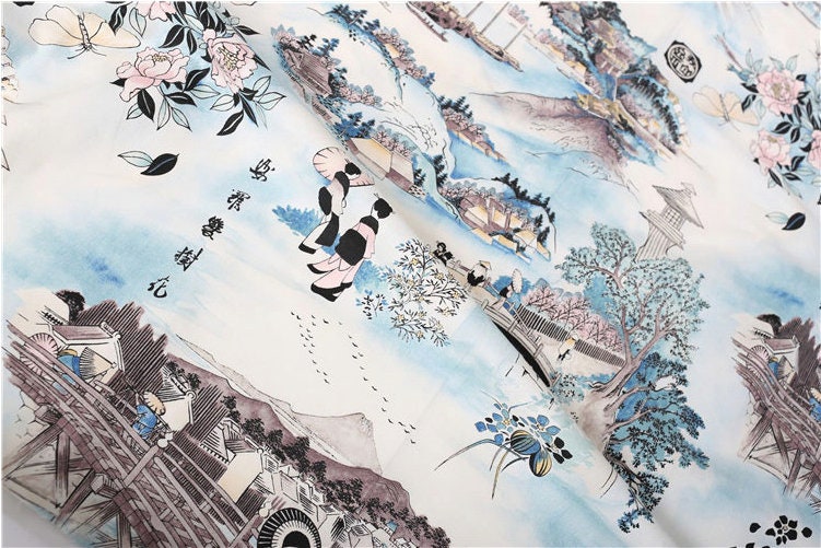 Japanese Cotton Spandex Fabric: Kimono Dress Sewing Material