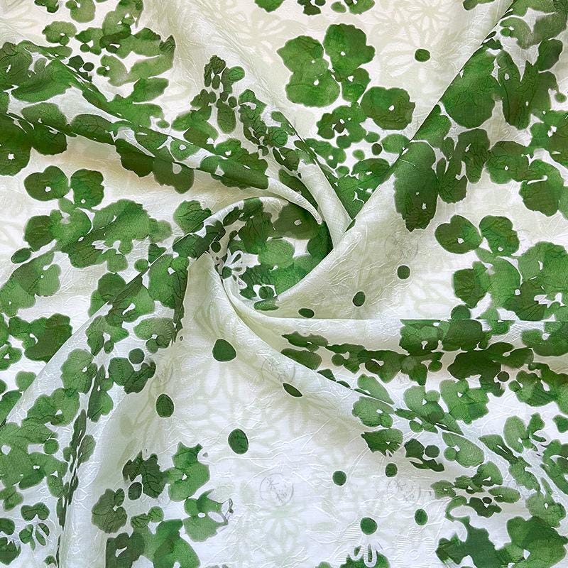 Green Floral Tencel Jacquard Fabric ��� 59 inch Wide Sewing Ma
