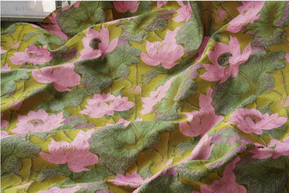 Gold Thread Lotus Jacquard Fabric: 60" Wide Upholstery & Costume