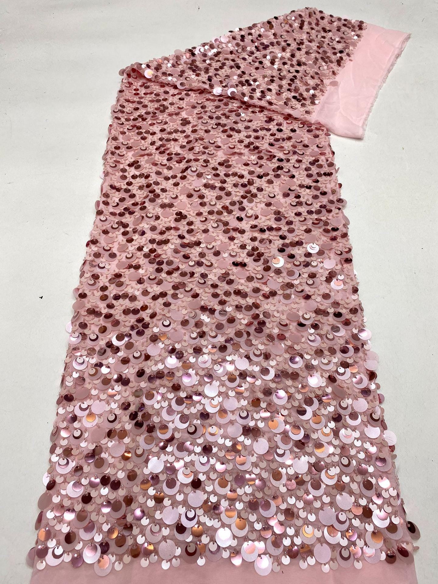 Beaded Sequin Chiffon Fabric: Elegant Party Dress Material (49" Wide)