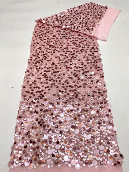 Beaded Sequin Chiffon Fabric: Elegant Party Dress Material (49" Wide)
