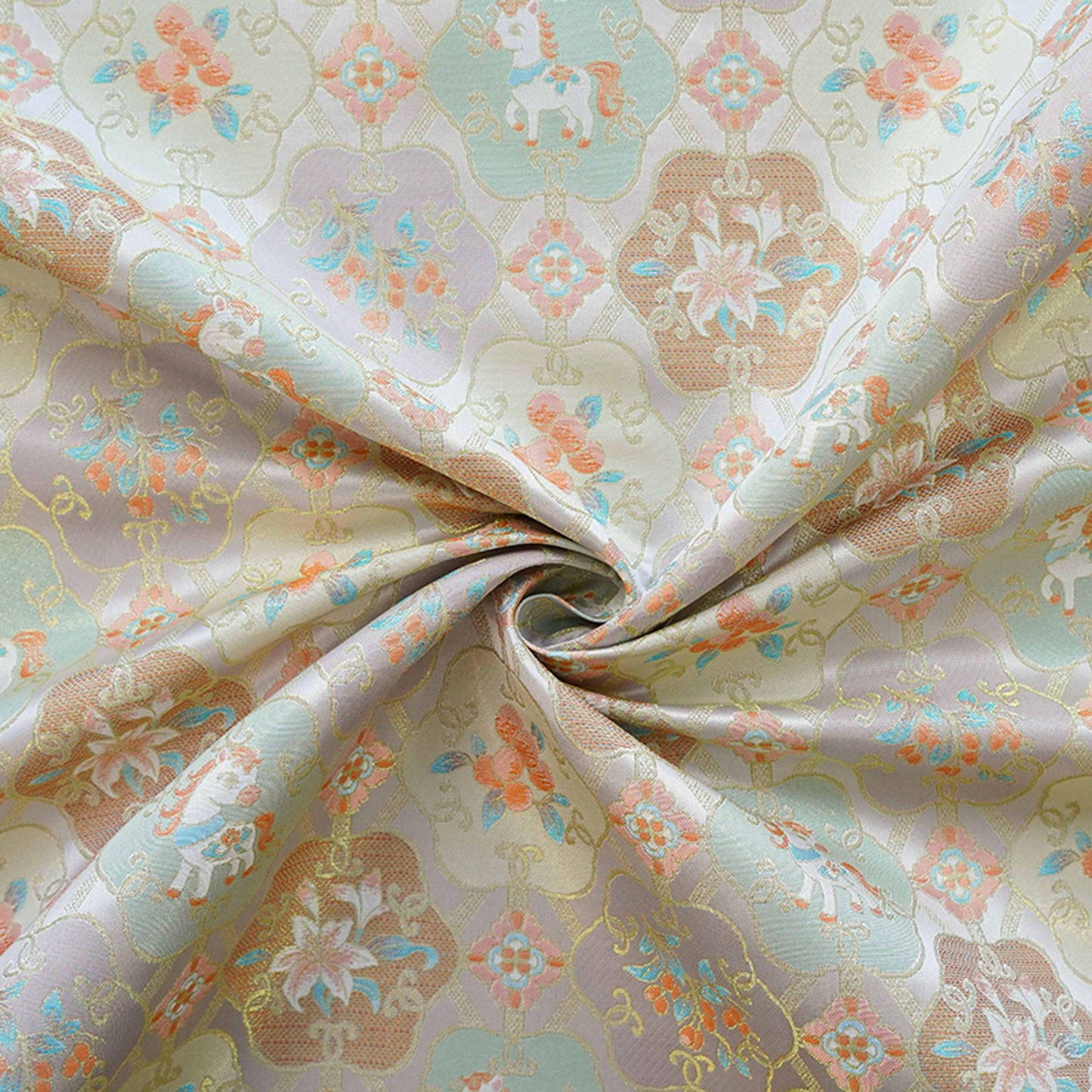 Tissu brocart Song avec jacquard doré ��� Tissage traditionnel chinois de luxe pour la couture et l'artisanat"W