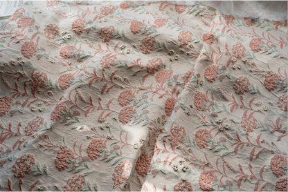Blue Dandelion Jacquard Fabric: Lurex Woven with Gold, 56" Wide