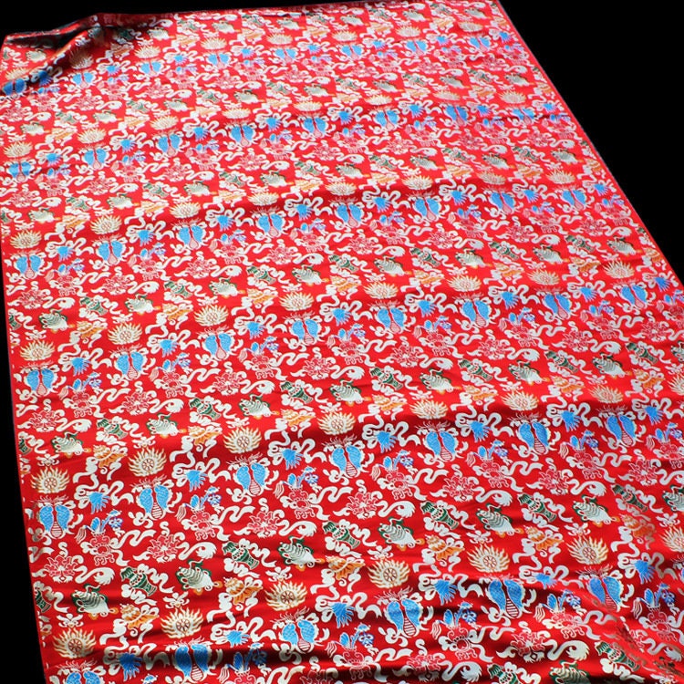 Pisces Fish Brocade Fabric: 58"W Chinese Rayon Sewing Material